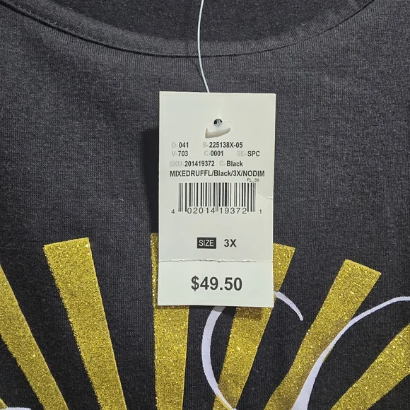 Ashley Stewart Black Tee with Gold Faith Design Size 3x $50 - Picture 2 of 6